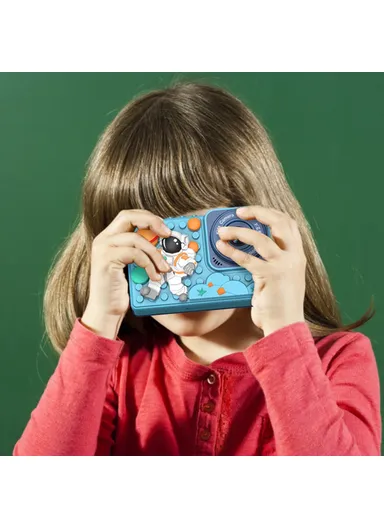 Astronaut Design 2.4-inch IPS Screen Dual Lens Camera Kids Digital Camera Building Block Toy with 32 GB TF Card + Card Reader H6