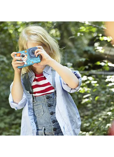 Astronaut Design 2.4-inch IPS Screen Dual Lens Camera Kids Digital Camera Building Block Toy with 32 GB TF Card + Card Reader H6