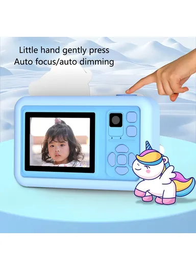 Cartoon Design 2-inch Screen Children HD Dual Lens Camera with Tripod - Blue D32 