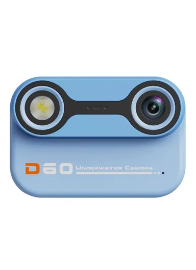 3m Underwater 2.4-Inch IPS Screen Dual Lens Kids Camera with 32G Memory Card + Card Reader, No Tripod - Blue D60