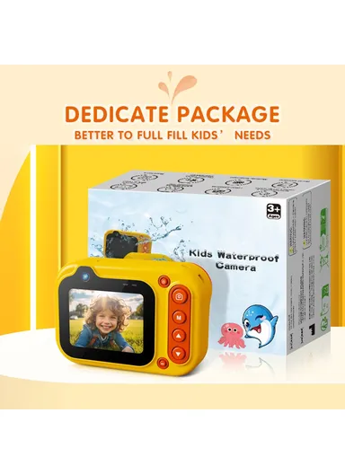 3m Underwater 2.4-Inch IPS Screen Dual Lens Kids Camera with 32G Memory Card + Card Reader, No Tripod - Blue D60
