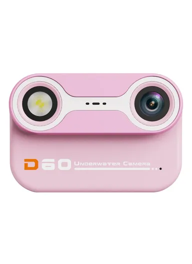 3m Underwater 2.4-Inch IPS Screen Dual Lens Kids Camera with 32G Memory Card + Card Reader, No Tripod - Pink D60