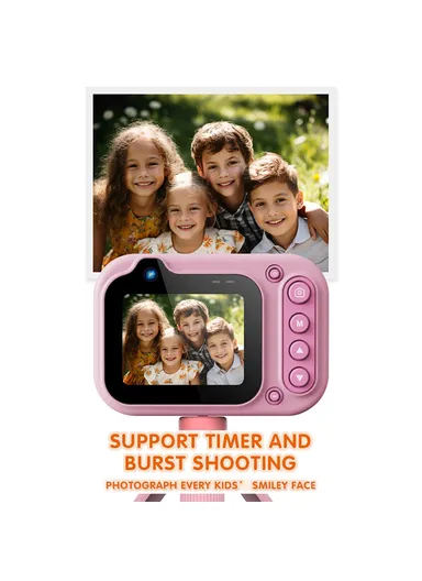 3m Underwater 2.4-Inch IPS Screen Dual Lens Kids Camera with 32G Memory Card + Card Reader, No Tripod - Pink D60