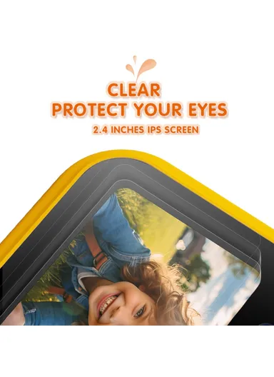 3m Underwater 2.4-Inch IPS Screen Dual Lens Kids Camera with 32G Memory Card + Card Reader, No Tripod - Pink D60