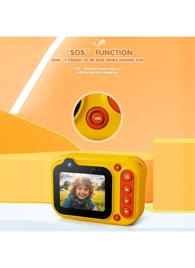 3m Underwater 2.4-Inch IPS Screen Dual Lens Kids Camera with 32G Memory Card + Card Reader, No Tripod - Pink D60