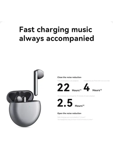 True Wireless Bluetooth-compatible Earphones Semi-open in-Ear Earbuds Active Noise Cancelling Headphones - Silver 4E 