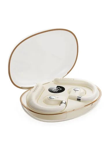 Open-Ear Wireless Headphones Bluetooth-compatible Earbuds Digital Display OWS 16mm Driver Sports Earphones TQ-EJ13 - Beige