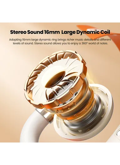 Open-Ear Wireless Headphones Bluetooth-compatible Earbuds Digital Display OWS 16mm Driver Sports Earphones TQ-EJ13 - Beige