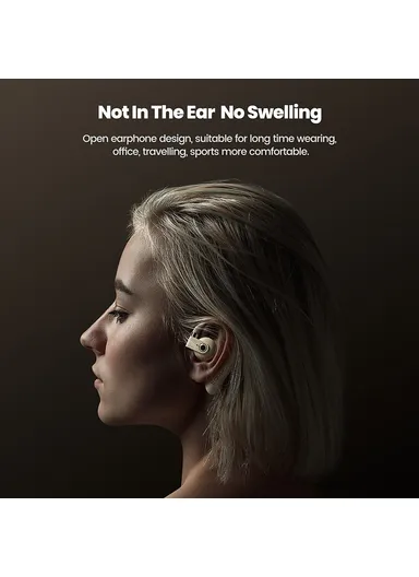 Open-Ear Wireless Headphones Bluetooth-compatible Earbuds Digital Display OWS 16mm Driver Sports Earphones TQ-EJ13 - Beige