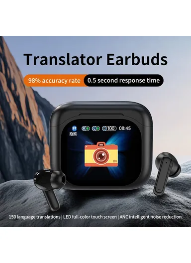 Smart Voice Translation Earbuds 150 Languages Translator Bluetooth-compatible Headphones BY16 - White