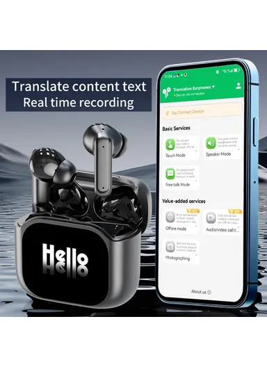 Smart Voice Translation Earbuds 150 Languages Translator Bluetooth-compatible Headphones BY16 - White