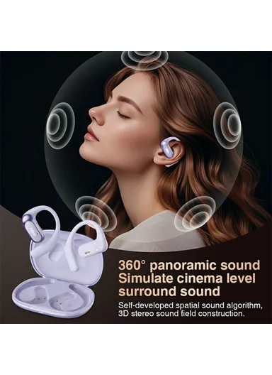 Open-Ear Bluetooth-compatible Headphones Stereo Music Wireless Headset Hi95 - Light Purple