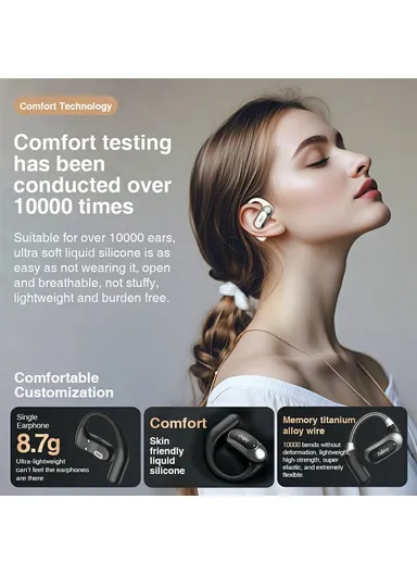 Open-Ear Bluetooth-compatible Headphones Stereo Music Wireless Headset Hi95 - Beige