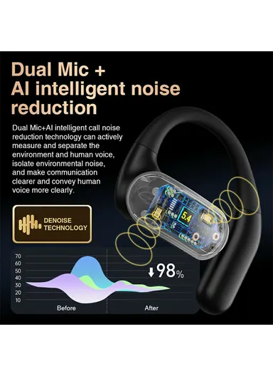 Open-Ear Bluetooth-compatible Headphones Stereo Music Wireless Headset Hi95 - Beige