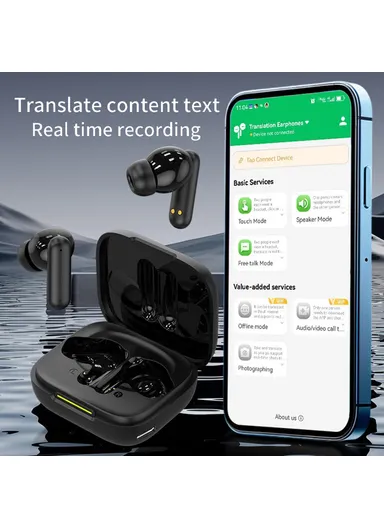 150 Languages Smart Voice Translation Earbuds HD Calls Wireless Bluetooth-compatible In Ear Headphones B19 - White