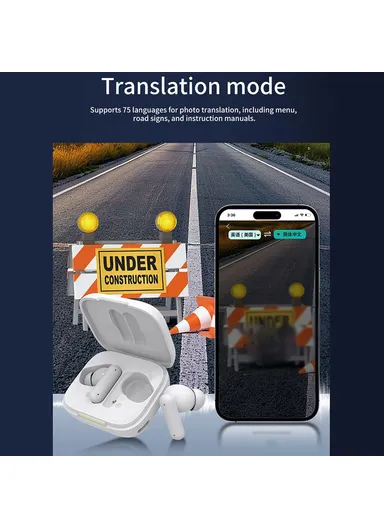 150 Languages Smart Voice Translation Earbuds HD Calls Wireless Bluetooth-compatible In Ear Headphones B19 - White
