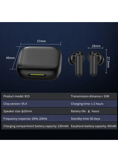 150 Languages Smart Voice Translation Earbuds HD Calls Wireless Bluetooth-compatible In Ear Headphones B19 - White