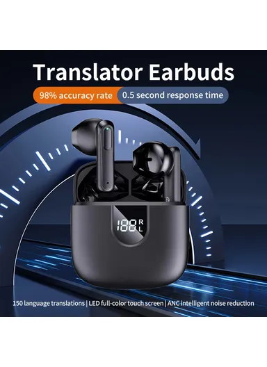Smart Voice Translation Earbuds Bluetooth-Compatible Semi In-Ear Headphones 150 Languages Wireless Earphones A18