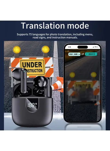 Smart Voice Translation Earbuds Bluetooth-Compatible Semi In-Ear Headphones 150 Languages Wireless Earphones A18