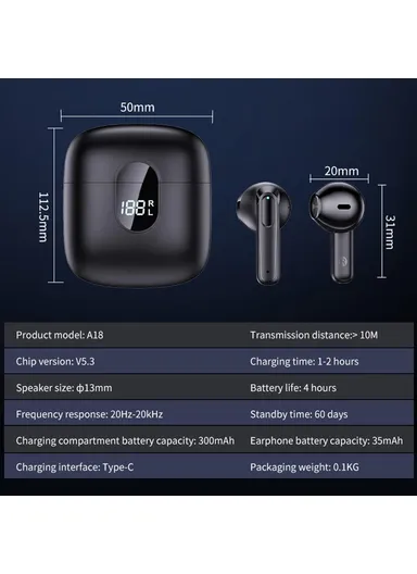 Smart Voice Translation Earbuds Bluetooth-Compatible Semi In-Ear Headphones 150 Languages Wireless Earphones A18