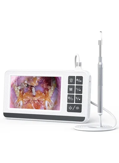 1080P Otoscope Ear Camera 4.3 inch Screen Borescope Ear Wax Visual Detector with Earpick P60 