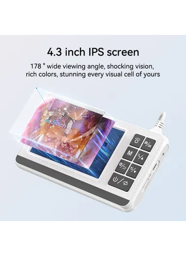 1080P Otoscope Ear Camera 4.3 inch Screen Borescope Ear Wax Visual Detector with Earpick P60 