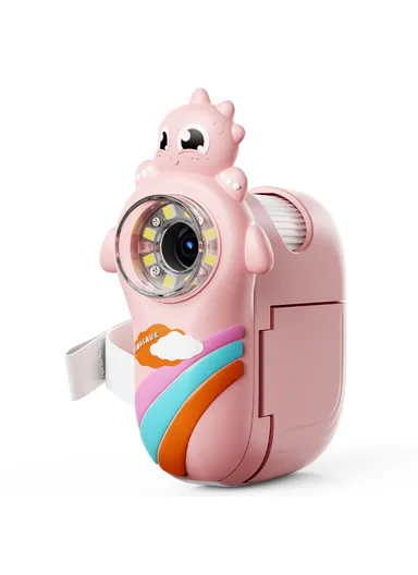 362 Cartoon Handheld Microscope for Children 2-inch IPS Screen 1000x Magnifying Glass with 8-LED Light - Pink