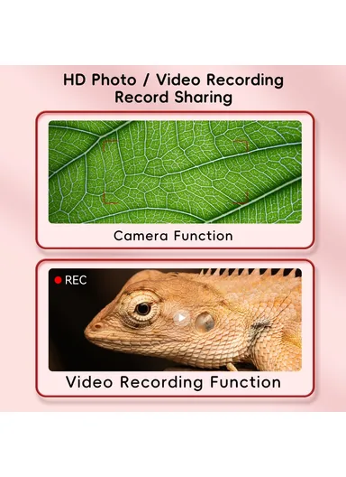 362 Cartoon Handheld Microscope for Children 2-inch IPS Screen 1000x Magnifying Glass with 8-LED Light - Pink