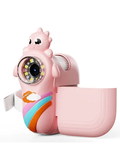 362 Cartoon Handheld Microscope for Children 2-inch IPS Screen 1000x Magnifying Glass with 8-LED Light - Pink