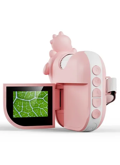 362 Cartoon Handheld Microscope for Children 2-inch IPS Screen 1000x Magnifying Glass with 8-LED Light - Pink