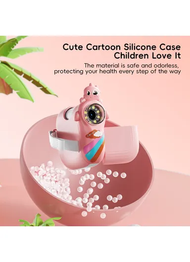 362 Cartoon Handheld Microscope for Children 2-inch IPS Screen 1000x Magnifying Glass with 8-LED Light - Pink