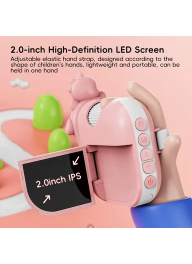 362 Cartoon Handheld Microscope for Children 2-inch IPS Screen 1000x Magnifying Glass with 8-LED Light - Pink