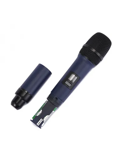 Professional Dual Dynamic Mic Handheld UHF Wireless Microphone System for Home KTV - Black W-15