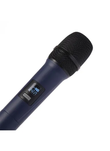 Professional Dual Dynamic Mic Handheld UHF Wireless Microphone System for Home KTV - Black W-15