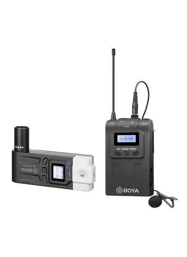 UHF Wireless Microphone System Transmitter+XLR Plug-on Receiver LCD Display 48 Channels 50M Effective Range Lavalier Mic BY-WM8 Pro-k7