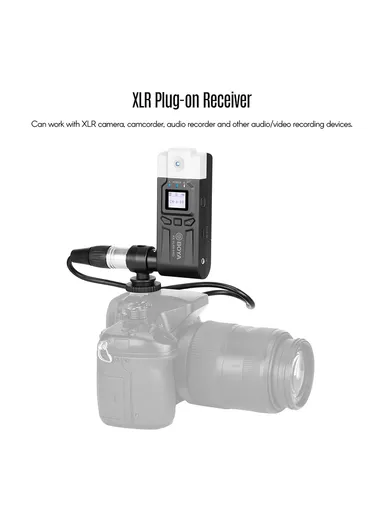 UHF Wireless Microphone System Transmitter+XLR Plug-on Receiver LCD Display 48 Channels 50M Effective Range Lavalier Mic BY-WM8 Pro-k7