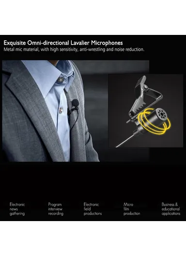 UHF Wireless Microphone System Transmitter+XLR Plug-on Receiver LCD Display 48 Channels 50M Effective Range Lavalier Mic BY-WM8 Pro-k7