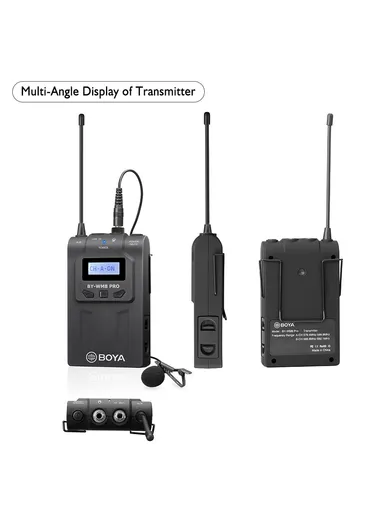UHF Wireless Microphone System Transmitter+XLR Plug-on Receiver LCD Display 48 Channels 50M Effective Range Lavalier Mic BY-WM8 Pro-k7