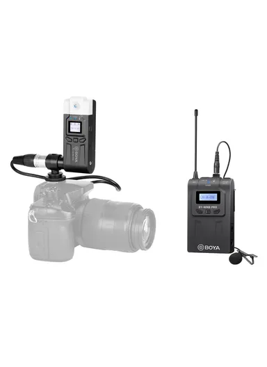 UHF Wireless Microphone System Transmitter+XLR Plug-on Receiver LCD Display 48 Channels 50M Effective Range Lavalier Mic BY-WM8 Pro-k7