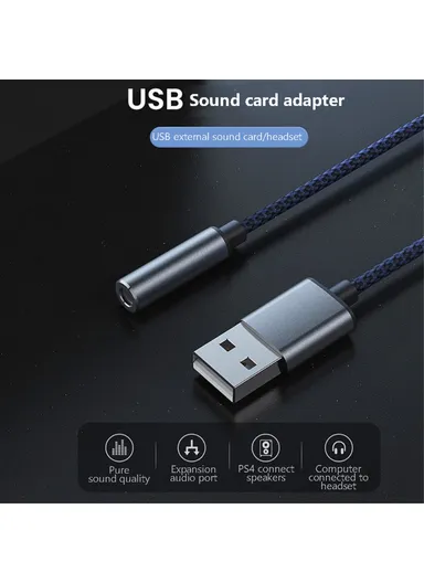 USB to 3.5mm Jack Audio Adapter USB to Headphone and Microphone Jack Aux Adapter Stereo Sound Card Adapter