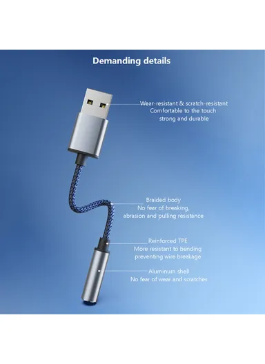 USB to 3.5mm Jack Audio Adapter USB to Headphone and Microphone Jack Aux Adapter Stereo Sound Card Adapter