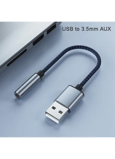 USB to 3.5mm Jack Audio Adapter USB to Headphone and Microphone Jack Aux Adapter Stereo Sound Card Adapter
