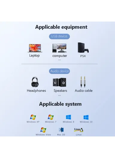 USB to 3.5mm Jack Audio Adapter USB to Headphone and Microphone Jack Aux Adapter Stereo Sound Card Adapter