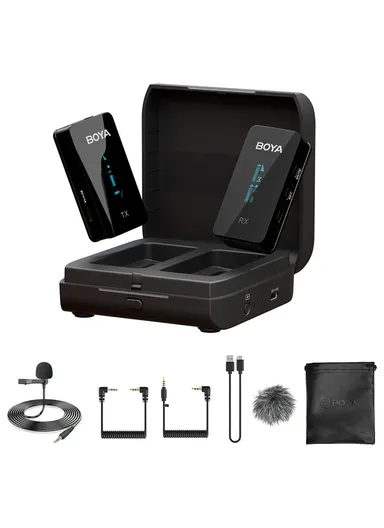 Mini Wireless Lavalier Microphone Video Recording Lapel Clip Mic with Charging Case BY-XM6-K1