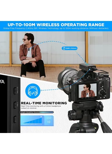Mini Wireless Lavalier Microphone Video Recording Lapel Clip Mic with Charging Case BY-XM6-K1