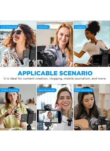 Mini Wireless Lavalier Microphone Video Recording Lapel Clip Mic with Charging Case BY-XM6-K1