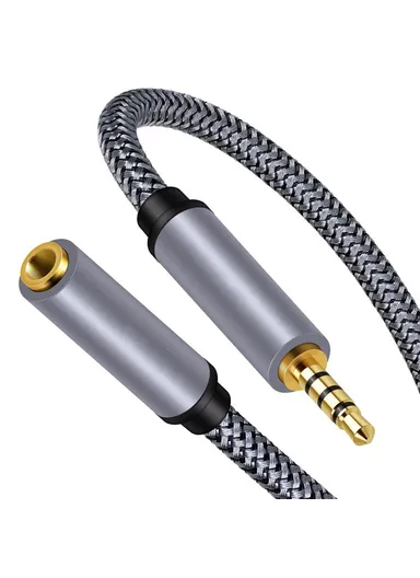 5m 3.5mm Aux Male to Female Audio Cable HiFi Stereo Braided Cord TRRS Audio Extension Cable for Microphone Speaker Headphone