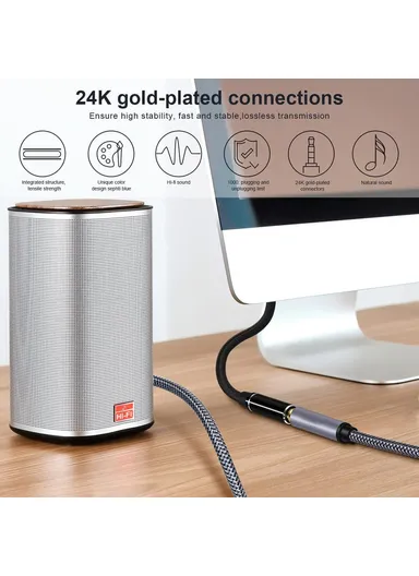 5m 3.5mm Aux Male to Female Audio Cable HiFi Stereo Braided Cord TRRS Audio Extension Cable for Microphone Speaker Headphone