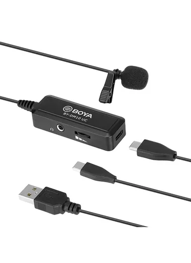 UC Omni-Directional Lavalier Microphone for Type-C Smartphone Tablet USB Laptop Clip-On Portable Mic BY-DM10