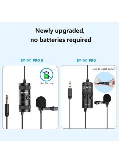 Pro II Clip-on Microphone Omni-directional Condenser Mic 3.5mm TRRS Plug with 6m Cable for Smartphone Camera Camcorder  BY-M1